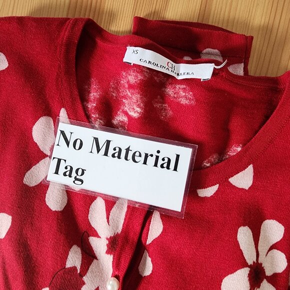 Carolina Herrera Red White Floral Cardigan Feminine Faux Pearl Buttons Silk XS - Picture 10 of 12